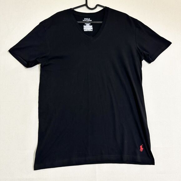 Polo Ralph Lauren Mens Classic Black V-Neck T-Shirt Short Sleeve Medium - Picture 1 of 7